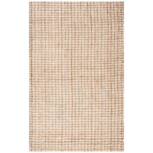 Modern Flat Weave Jute Rug Rectangle Beige Brown Geometric Pattern Non <b>Slip</b> Rubber Backing Living Room Floor <b>Mat</b> Thin Wool Acryl - Product Image 1