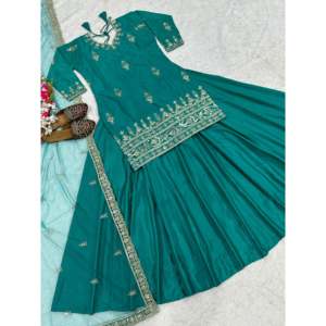 Conjunto de Top elegante Lehenga Dupatta para mujer de diseñador para ropa de fiesta elegante - Product Image 2