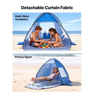 Tenda da Spiaggia Portatile UPF 50+ per 2 Persone, Leggera con Tasche per Sabbia e Borsa per il Trasporto, Design Pop-Up - Product Image 5