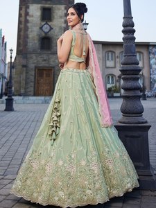 Women <b>Sequin</b> Embroidered Lehenga Choli Set Dupatta Ethnic Wedding Party Outfit - Product Image 4