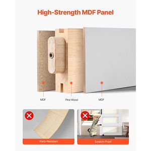 Kit Ferramenta per Porta Scorrevole in Vetro con Pannello MDF ad Alta Resistenza 84 x 36 Pollici, Superficie in PVC Impermeabile, Facile da Scorrevolare, 36 x 84 Pollici - Product Image 3