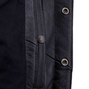 <b>Men's</b> Black <b>Leather</b> Biker Jacket Button Vintage Motorcycle Jacket Streetwear Low Price <b>Leather</b> <b>Vest</b> - Product Image 5