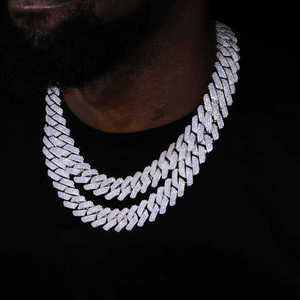 Stylish Wide Iced Link Necklace Brilliant Stone Hip Hop Style Luxury Statement <b>Chain</b> Modern Fashion Jewelry Elegant Gift Wear - Product Image 2