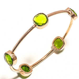 Silvercrowninc - Brazalete Cristiano de Peridoto, Piedra de Nacimiento de Agosto, para Mujer, Joyería de Moda, Forma de Cojín, Verde Dorado - Product Image 2