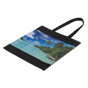Eco-World Black <b>Canvas</b> Tote Bag PP Webbing Shoulder Handle Zipper Closure Geometric Pattern Fashion Style Medium Size Daily West - Product Image 2