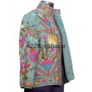 Chaqueta TNT Hecha a Mano con Bordado a Máquina, Volantes, Patrón Floral, Cuello en V, Algodón, Casual, Ecológica, de Secado Rápido, para Invierno/Primavera - Product Image 4