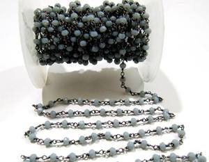 Grey <b>Moonstone</b> Rondelle Faceted 3-4mm Bead Rosary chain <b>Moonstone</b> Beaded Handmade Chain - Product Image 5