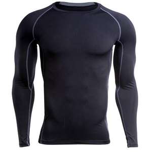 T-shirt de sport ajusté pour homme, logo personnalisé, vêtements de compression pour la gym, respirant, vente en gros - Product Image 2