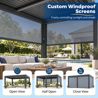 Pergola motorisée à lames orientables en aluminium 12x14 12x20 12x24, pergola extérieure rétractable avec télécommande et éclairage LED
