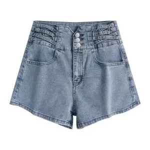Shorts de Mezclilla Holgados Tipo Bermuda, de Pierna Ancha, a la Moda, Casuales, de Verano, para Mujer 2026 - Product Image 4