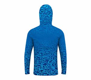 Sudadera con Capucha Azul Estampada para Hombre, Manga Larga, Protección Solar UPF 50, Camisa de Pesca Anti-UV - Product Image 3
