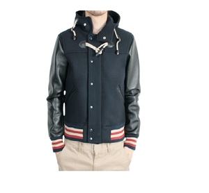 Veste universitaire à capuche respirante et coupe-vent de meilleure qualité pour hommes école hiver broderie personnalisée manches en cuir véritable laine - Product Image 2