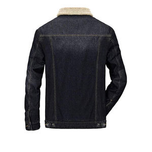 Chaqueta de mezclilla azul lavada para hombre con cuello de forro polar Sherpa de algodón, personalizada al por mayor para invierno - Product Image 2