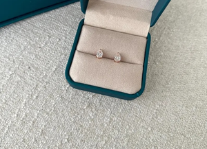 Boucles d'oreilles clous en diamant de laboratoire taille poire 2 carats, options de fixation à vis ou à poussoir, or blanc 14K/18K, certifiées IGI, tendance mariage - Product Image 3
