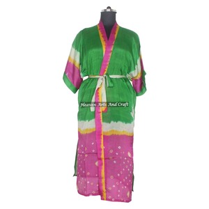 KL013 2026 Spring Women Vintage Sari Kimono Long Sleeve Stylish Multi Color Beach Wear Long Vintage Silk Vintage Sari Kimono - Product Image 1