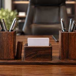 Porte-papeterie en bois minimaliste pour accessoires de bureau professionnels - Product Image 5