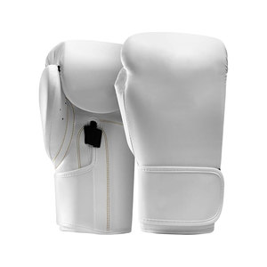 Guantes de Boxeo Blancos de PU con Cierre de Cordones para Adultos, Entrenamiento y Competencia, Unisex - Product Image 1