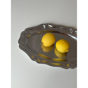 Plateau de service moderne en métal avec poignées, forme ovale décorative, pour thé, café, collations, pour la maison, l'hôtel, la table - Product Image 3