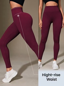 Pantalons de yoga sans couture texturés tie-dye pour femmes |   Leggings de sport froncés push-up pour lifter les fesses |   Vêtements de sport taille haute - Product Image 2