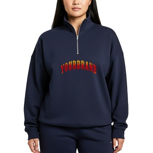 เสื้อสเวตเชิ้ตผู้หญิงแบบมีฮู้ด ผ้าฝ้าย 100% ทรงโอเวอร์ไซส์ ซิปหน้า 1/4  รุ่นใหม่ล่าสุดประจำปี 2025 สไตล์สตรีทแวร์หนานุ่ม - Product Image 1