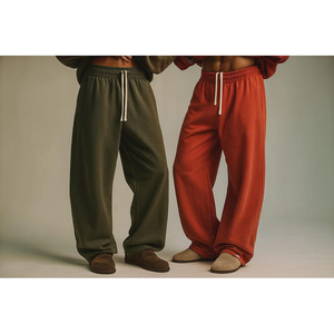 Men's <b>Black</b> Harem <b>Pants</b> Elastic Waist Drawstring Casual Loose Fit Midweight Knitted Cotton Sweatpants Autumn Style - Product Image 1