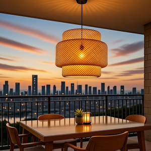 Lámpara Colgante de Ratán Hecha a Mano de Lujo, Lámpara Colgante de Bambú Grande, Lámpara de Techo Tejida Geométrica para Vestíbulo de Villa, Hostelería - Product Image 1