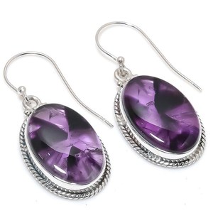 Handmade Genuine Brazilian Amethyst <b>Earrings</b> Celestial Oval 925 <b>Solid</b> Sterling <b>Silver</b> Natural Gemstone Jewelry - Product Image 4