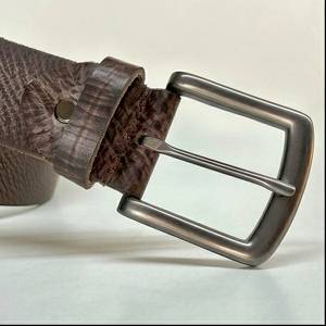 Ceinture en cuir véritable marron uni avec boucle ardillon, décontractée, légère, durable, en cuir de vachette, moulée d'une seule pièce, provenant du Bengale occidental - Product Image 3