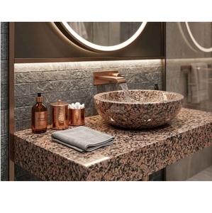 Carreaux de granit brun clair de qualité supérieure avec finition polie pour revêtements de sol, revêtements muraux et zones de hall, disponibles à la vente - Product Image 3