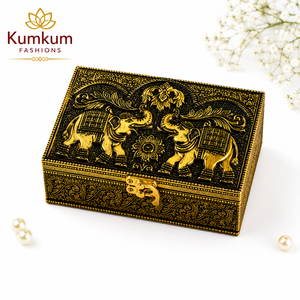 Boîte Cadeau Décorative Élégante Royal Elephant, Boîte de Rangement Traditionnelle Indienne pour Fruits Secs, Décoration d'Intérieur, Cadeau de Retour pour Mariage et Fêtes - Product Image 1