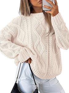 Pulls en tricot torsadé surdimensionnés pour femmes - Product Image 1