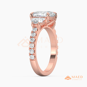 แหวนหมั้นโมอิสซาไนต์ทรงรีทองคำ 14K โรสโกลด์ ประดับเพชรแบบซ่อน ของขวัญเครื่องประดับเจ้าสาวสำหรับผู้หญิง เทรนด์อเมริกา - Product Image 6