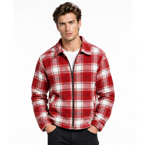 <b>Men</b> Turn Dwon Collar <b>Flannel</b> <b>Jacket</b> Plaid Turn Down Collar Winter <b>Jackets</b> <b>Men</b> Casual Wear Cotton Shirt <b>Jackets</b> With Side Pockets - Product Image 2