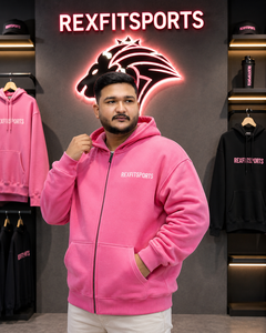REXFITSPORTS 2026 Custom <b>Pink</b> Zip Up Hoodie Unisex Cotton Polyester Fleece Streetwear Full Zip <b>Sweatshirt</b> with Custom Logo - Product Image 3