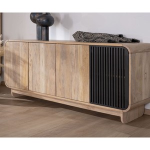 Vandana Autumn Aspect 180cm mango wood <b>sideboard</b> with a clean, Japanese design, Jappy style, 4 doors - Product Image 3