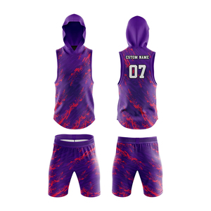 Men's Hooded Sleeveless Flag Football Jersey Elastic Waist Shorts 100% <b>Polyester</b> Windproof Breathable Quick-Dry Athletic Jersey - Product Image 5