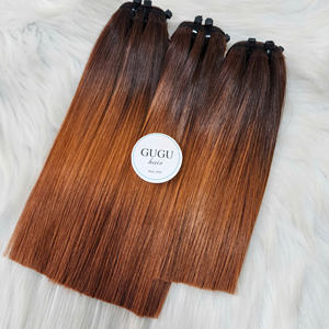 Paquetes de cabello liso al por mayor, súper doblemente trenzado, de 10 pulgadas, color ombré, 100% cabello humano virgen, pelucas para mujeres negras - Product Image 1