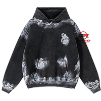Sweat-shirt à capuche unisexe 100% coton surdimensionné 500g avec logo frontal, effet délavé, style streetwear décontracté, automne-hiver, service OEM ORVO