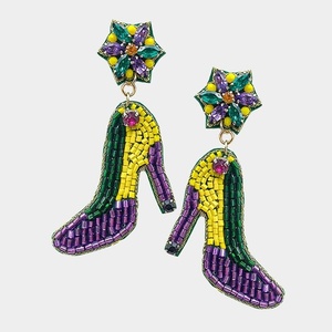 Export Quality Versatile Designs Beaded <b>Earring</b> Handmade Heart <b>Stud</b> & Fleur-de-Lis Statement <b>Earrings</b> for Women and Girls Events - Product Image 3