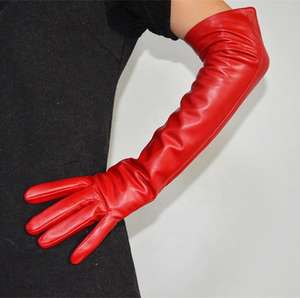 Gants longs en cuir style Vogue pour femme – Glamour de la mode et chic urbain - Product Image 5