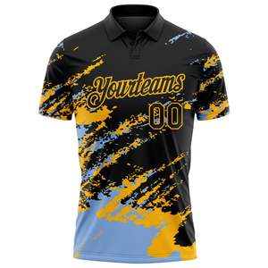 Custom Black Yellow Blue Print Sublimated <b>Baseball</b> Polo Shirt Men's Moisture Wicking Short Sleeve Team Apparel - Product Image 2