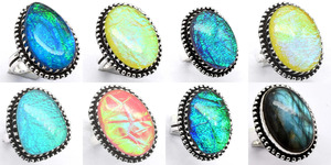 Natural Assorted Triplet <b>Opal</b> Mix Gemstone <b>Rings</b>, Sterling <b>Silver</b> Plated <b>Rings</b>, Handmade Jewellery <b>Ring</b>, bulk <b>rings</b> - Product Image 2