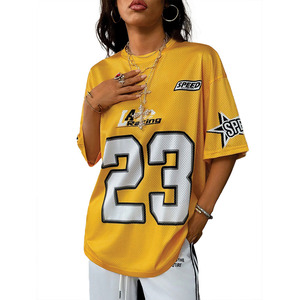 Maillot de football américain oversize personnalisé en maille pour femme, col en V, coupe ample, uniforme d'équipe, production de numéros personnalisés - Product Image 1