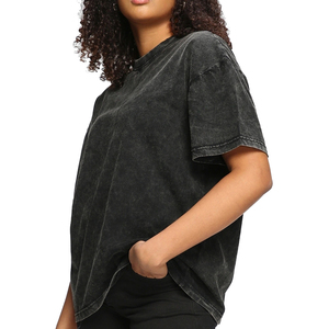 Camiseta de Verano con Lavado Ácido, Estilo Vintage, Informal, para Mujer, 100% Algodón, Corte Regular, Tejido de Punto, Manga Corta, Ecológica - Product Image 2