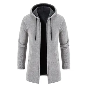 Cárdigans largos con capucha para hombre, suéteres, nueva moda para hombre, prendas de vestir de invierno, suéteres informales, suéteres cálidos más gruesos de lana, talla 4XL - Bl - Product Image 3