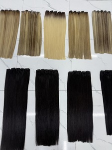 Cheveux humains naturels de haute qualité T0817, vierges vietnamiens, 24 pouces, lisses comme des baguettes, blonds méchés, noir naturel, double trame machine - Product Image 3