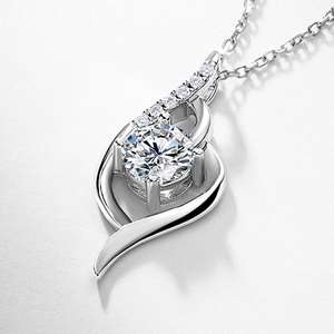 ผู้ผลิตเครื่องประดับเพชรคุณภาพสูง เพชรเลี้ยงในห้องปฏิบัติการ เงินแท้ 925 ทองคำแท้ 14K จี้เพชรทรงกลมรูปหยดน้ำ สร้อยคอสำหรับเธอ - Product Image 6