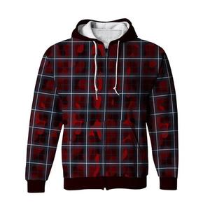 Sweat-shirt à capuche zippé à carreaux pour homme, imprimé par sublimation, en polyester tricoté, style streetwear automne, manches classiques - Product Image 1