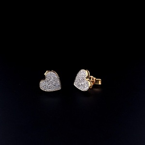 Pendientes de Plata 925 con Baño de Oro Vermeil, Diseño de Corazón con Racimo de Diamantes de Laboratorio con Corte Brillante |   Pendientes de Diamantes con Forma de Corazón para Mujer - Product Image 1