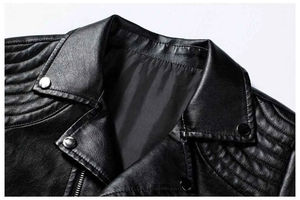 Veste en cuir pour homme avec logo personnalisé, col montant, coupe classique, effet délavé, en similicuir PU - Product Image 2